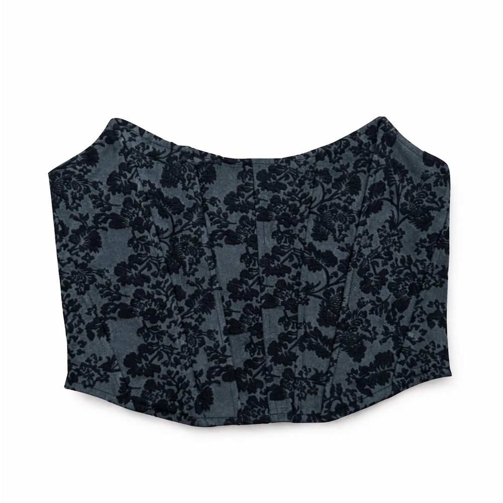 Anthropologie Velvet Jacquard Corset Top